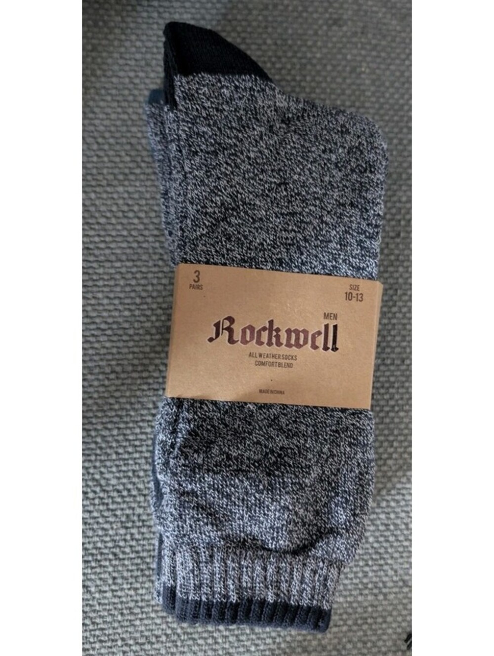 NEW Rockwell MENS All Weather Socks 3 pack Size 10-13 Comfort Blend